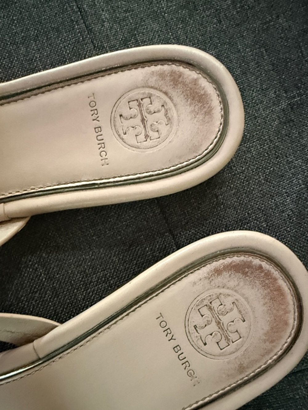 Tory Burch Blush Leather Logo Medallion Sandals - Picture 3 of 4